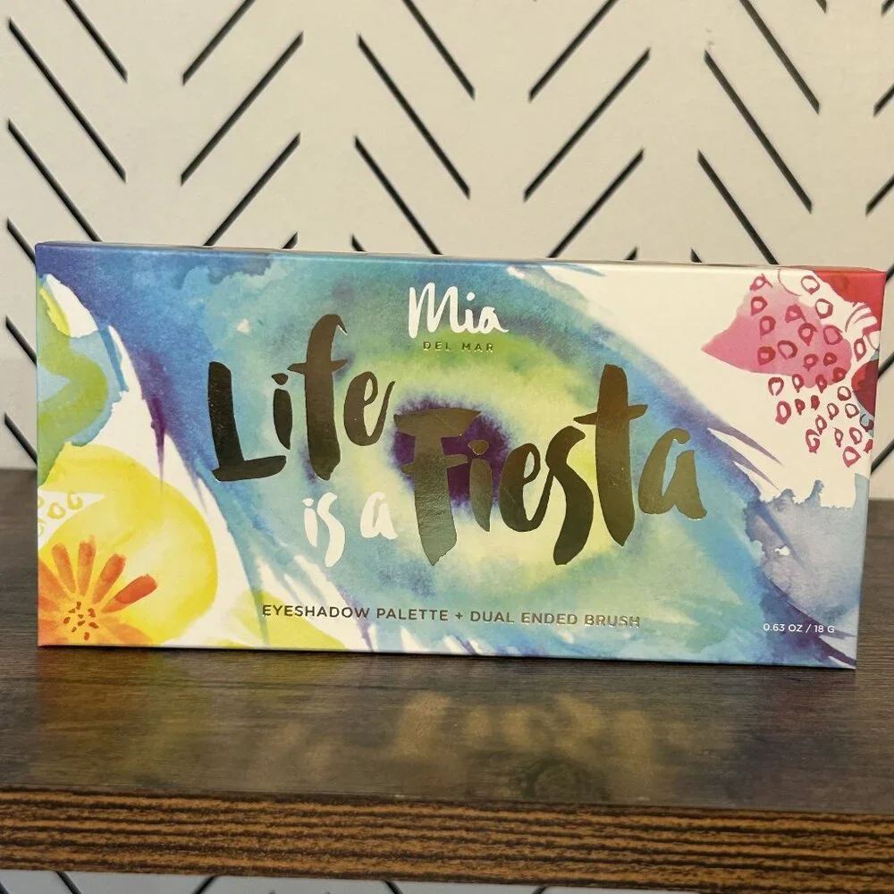 NEW Mia de Mar Life is a Fiesta Eyeshadow Palette Dual Brush Vegan Festival